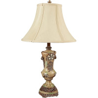 LÁMPARA DE MESA VINTAGE ROSAS- OK LIGHTING