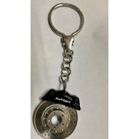 RACING BRAKE DISC KEY CHAIN (W / OMEGA SHAPE KEYRING) (BLACK CALIPER) - AUTO ART