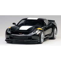 CHEVROLET CORVETTE GRAND SPORT (BLACK/WHITE STRIPES/YELLOW FENDER HASH MARKS) - AUTOART