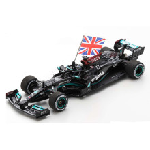 Mercedes-AMG, British GP Winner, Lewis Hamilton w/ Figurine holding British flag- SPARK
