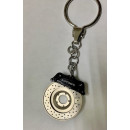 RACING BRAKE DISC KEY CHAIN (W / OMEGA SHAPE KEYRING) (BLACK CALIPER) - AUTO ART