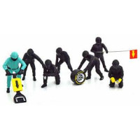 FI PIT CREW FIGURE -SET TEAM BLACK -AMERICAN DIORAMA